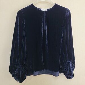 SCANLAN THEODORE Women’s Velvet Long Sleeve Blouse Blue